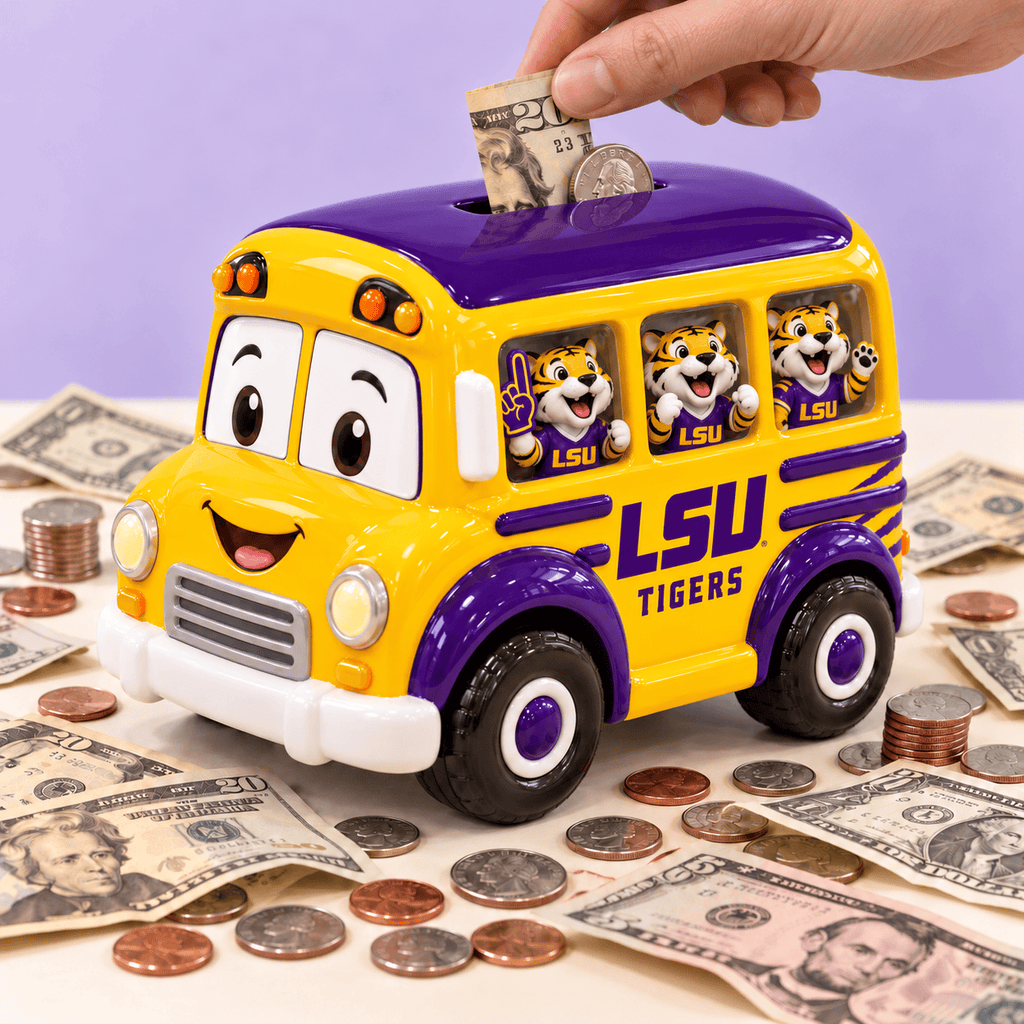 LSU School Bus Piggy Bank DNBN
