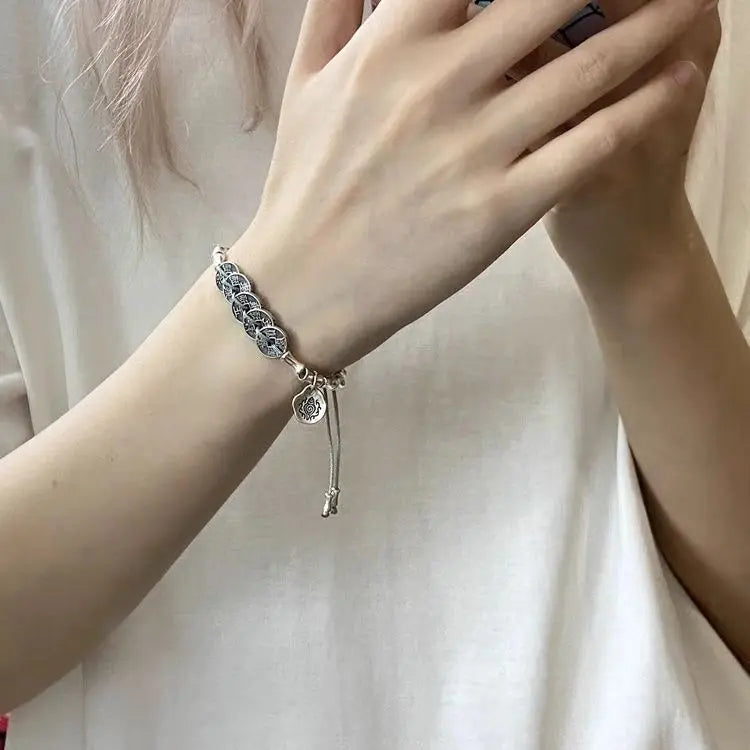 Five Emperors Money Mountain Ghost Spending Jewelry Hand-woven Hand Rope High-grade Bamboo Chinese Style Guofeng Couple Bracelet