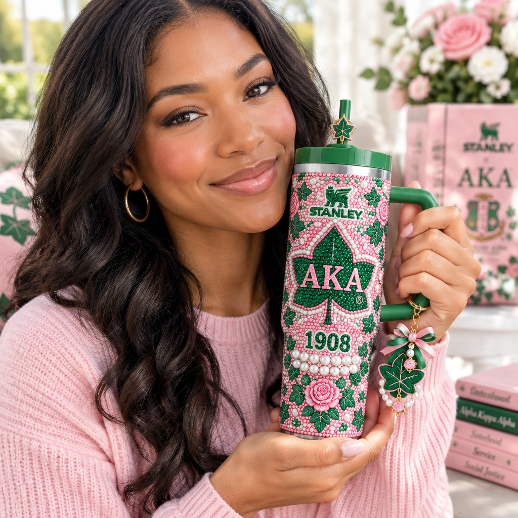 Alpha Kappa Alpha 40oz Tumbler With Handle TTNL