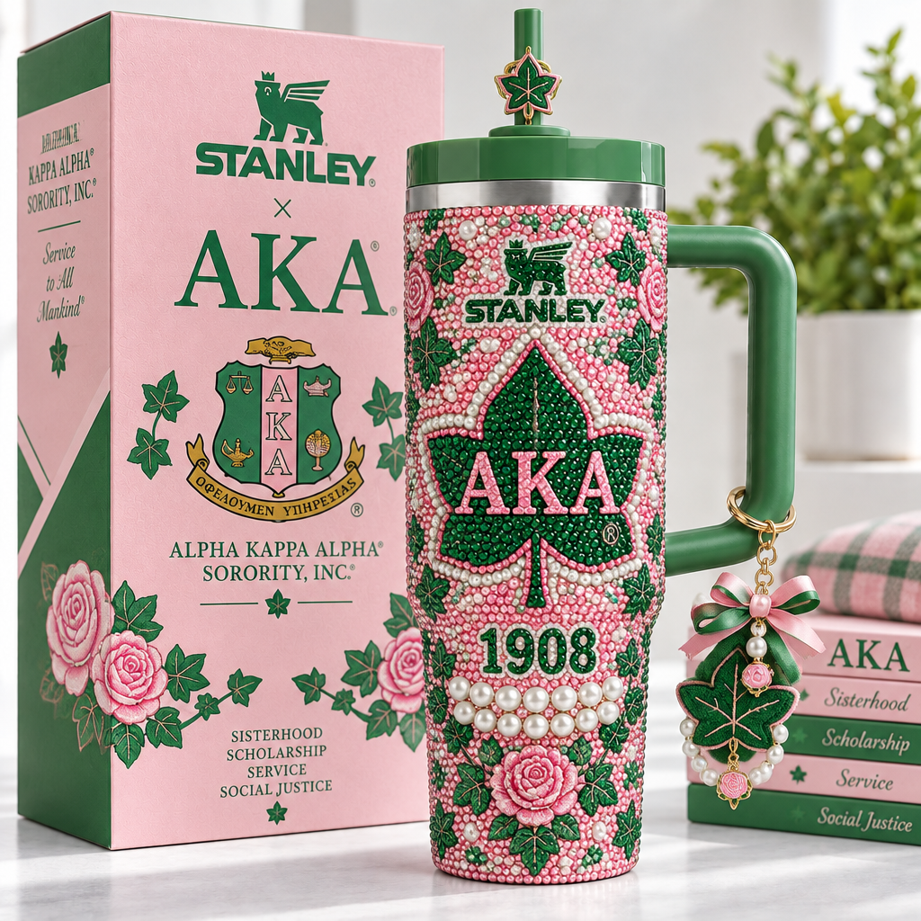 Alpha Kappa Alpha 40oz Tumbler With Handle TTNL